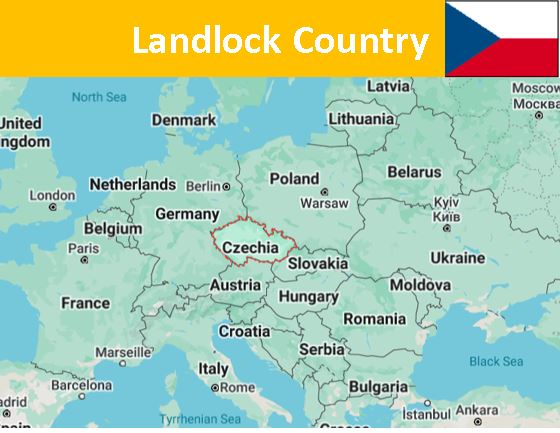 Czech is located in central of europe as a land lock country