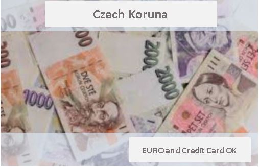 Currency: Czech Koruna. EURO and Credit Card can be used
