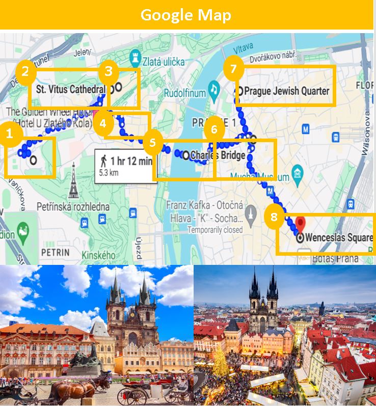 Google map of one day tour in Czech Republic prague